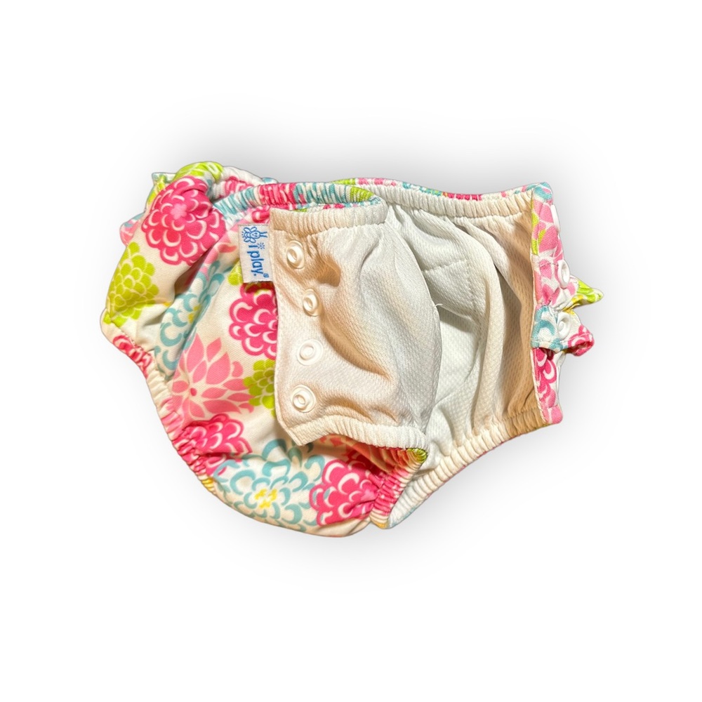 iplay Reusable Swim Diaper with Snaps and Bright Floral Pattern Size 12 Months